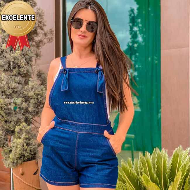 Jardineira Jeans Short
