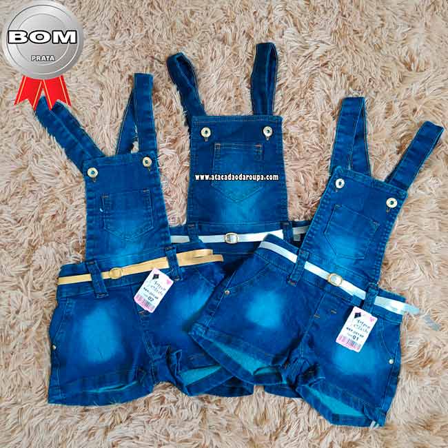 Jardineira Jeans Infantil com Lycra 1 a 3 Anos