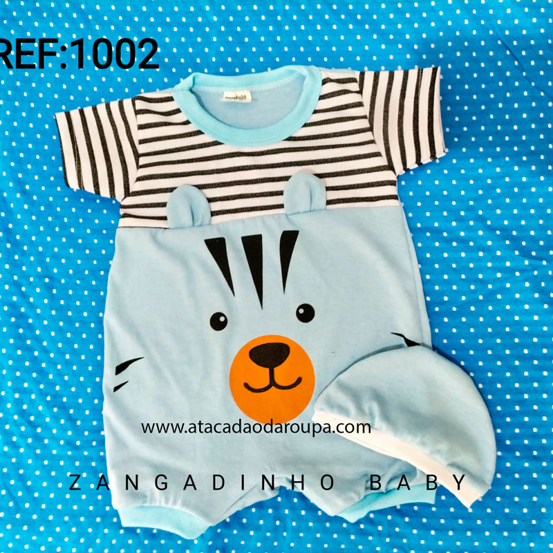 Macacão Bebe Safari com Boné