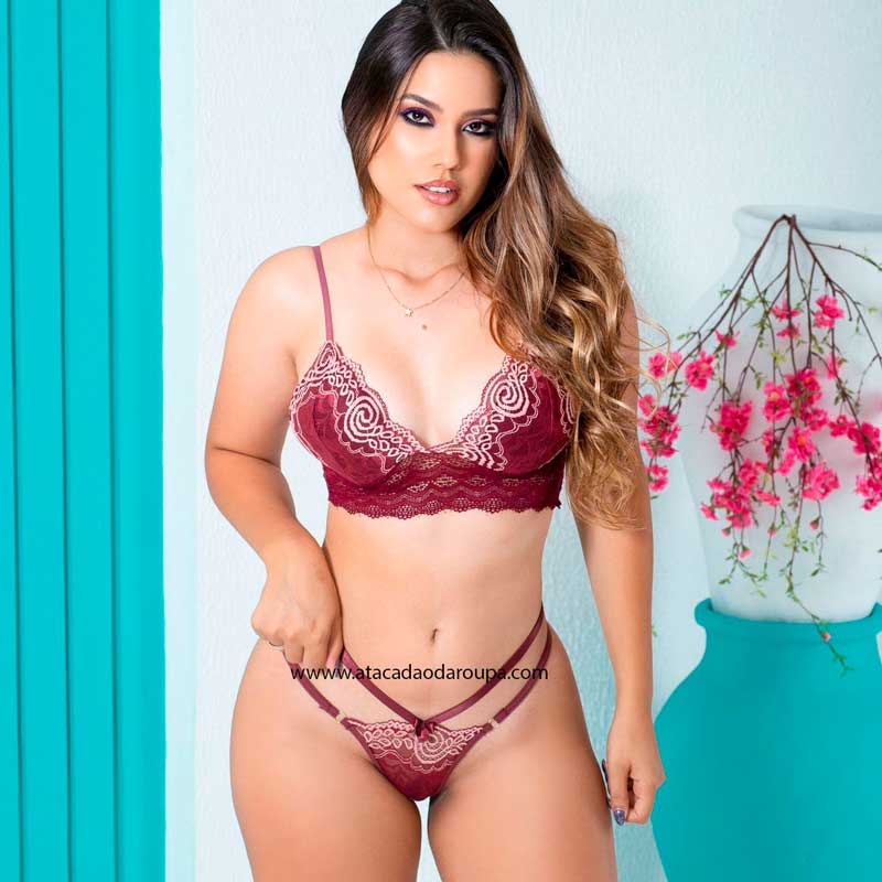 Conjunto Lingerie Calcinha Com Tiras