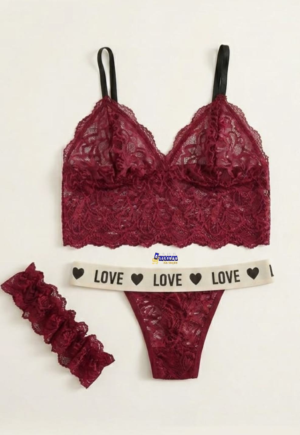 Conjunto Lingerie Sexy Em Renda 3 Peças