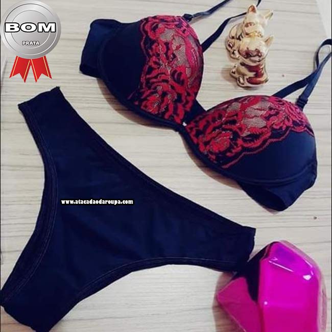 Lingerie de Microfibra com detalhes de renda