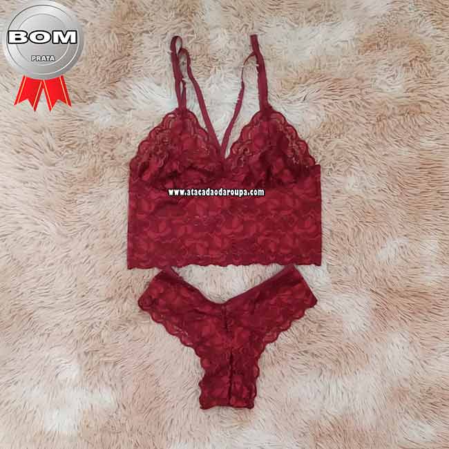 Lingerie Sem Bojo Cropped Renda Gladiador
