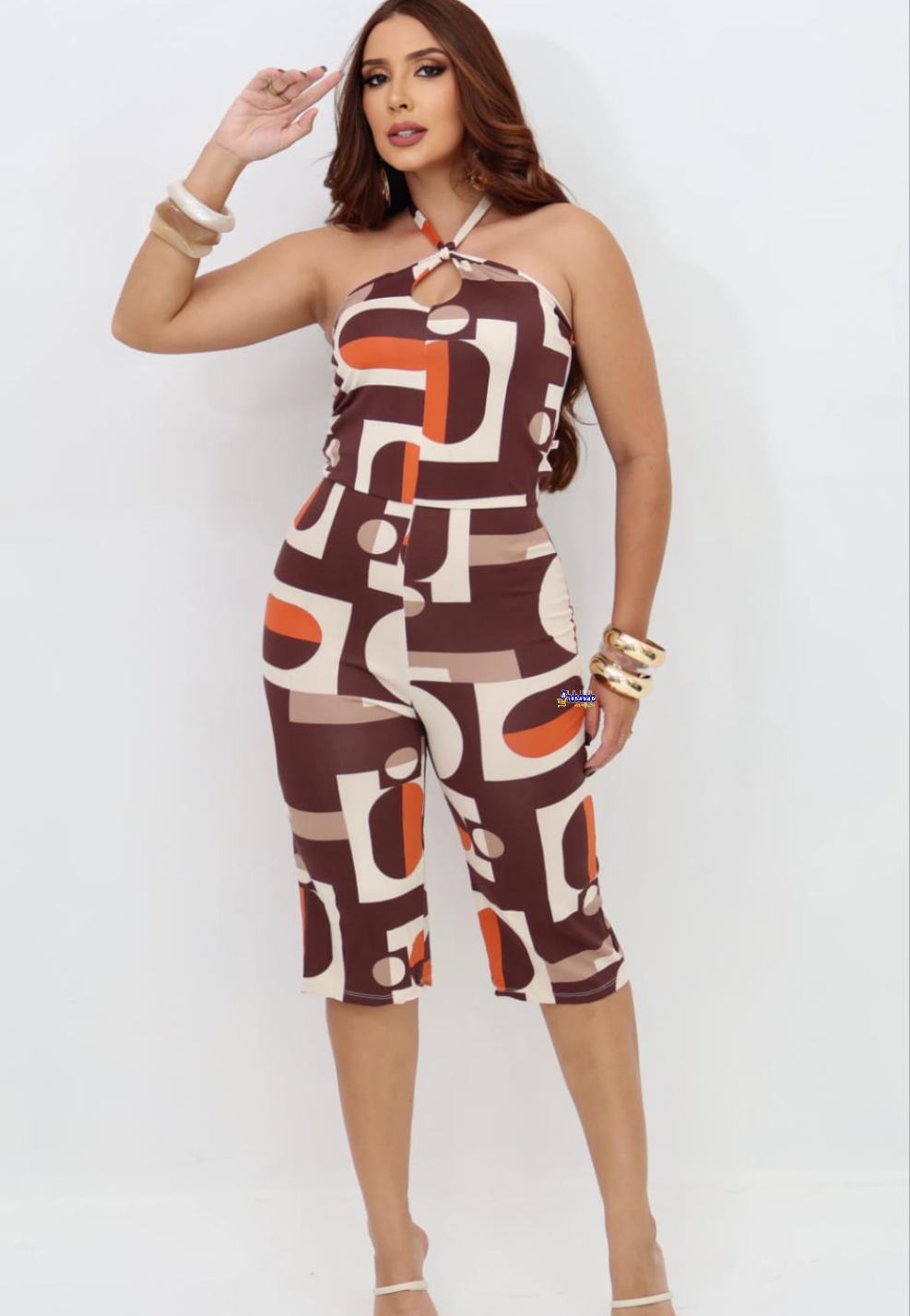 Macacão Pantacourt Feminino Estampado Macacão Pantacourt Feminino Estampado