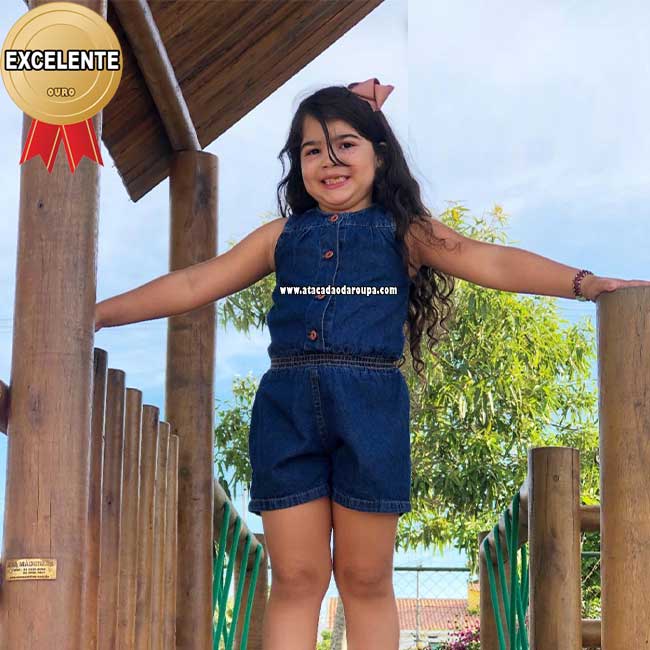 Macaquinho Jeans Infantil