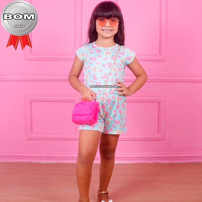 Macaquinho Infantil Malha Leila P/M/G 4 a 8 Anos