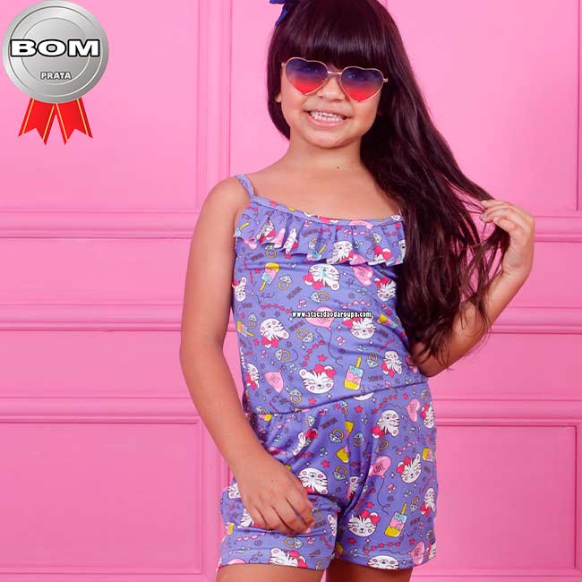 Macaquinho Infantil Malha Leila P/M/G 4 a 8 Anos