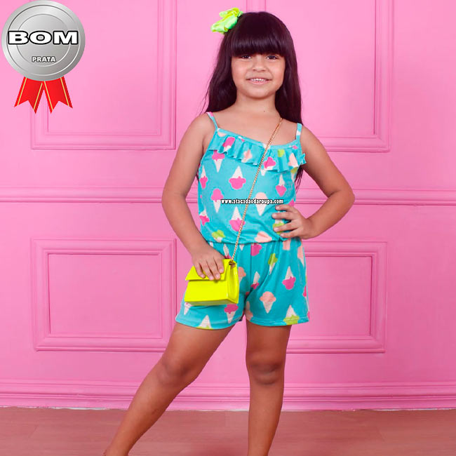 Macaquinho Infantil Malha Leila P/M/G 4 a 8 Anos