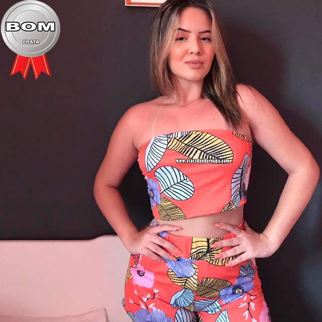 Conjunto Estampado Malha Canelada M