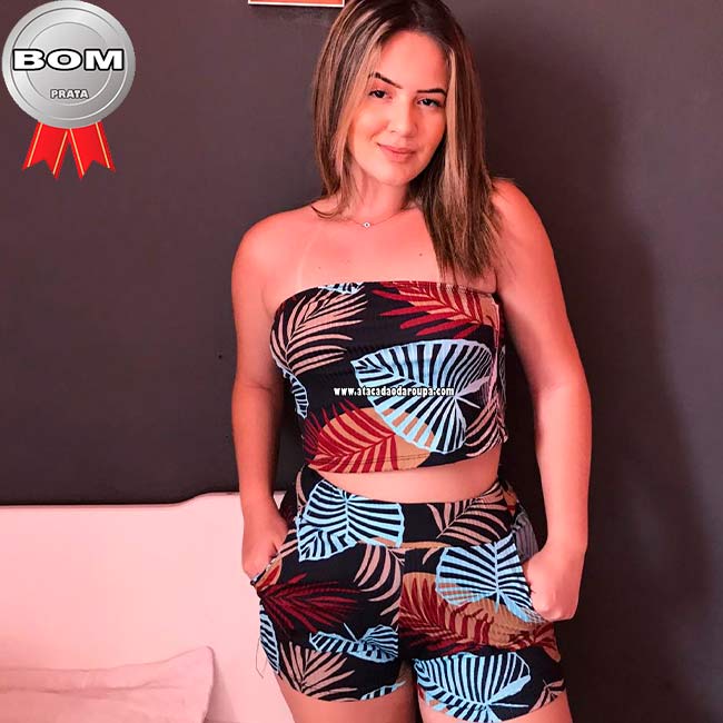 Conjunto Estampado Malha Canelada M