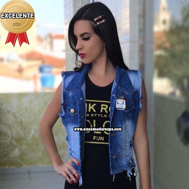 Colete Jeans Feminino