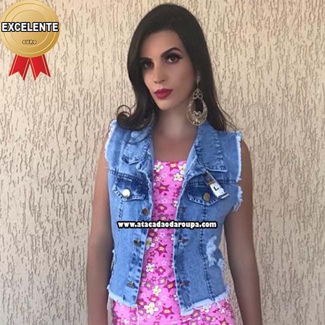 Colete Jeans Feminino