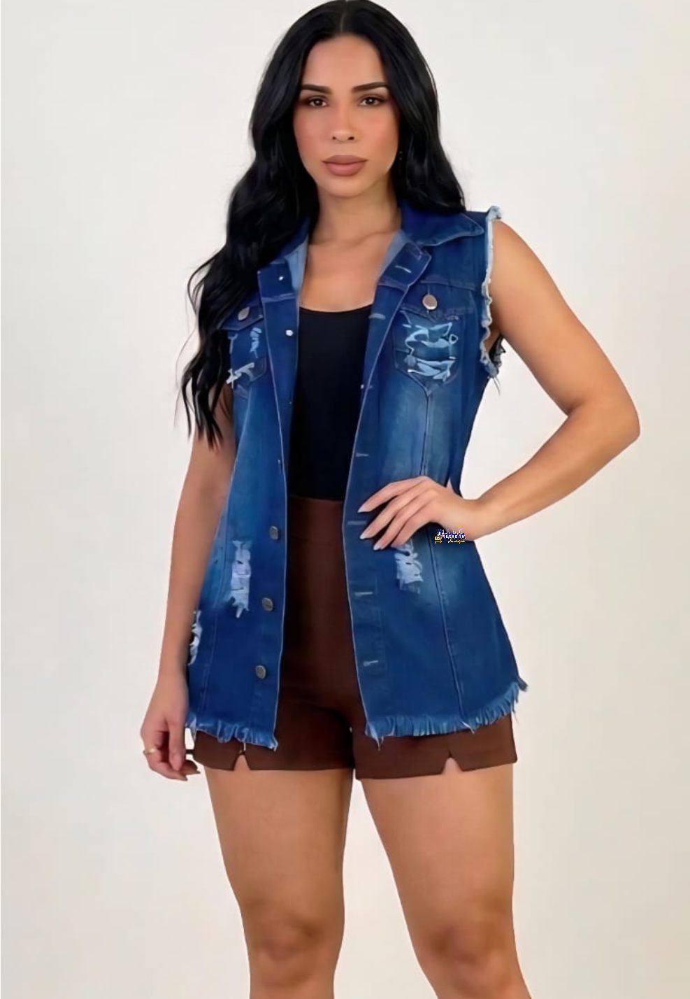 Max Colete Jeans Feminino Longo Max Colete Jeans Feminino Longo