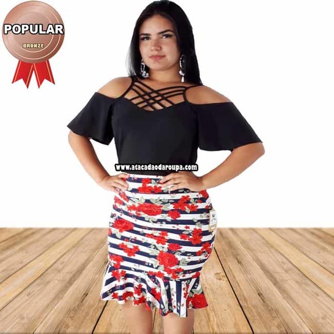 Saia Suplex Estampada com Babado Evangélica M