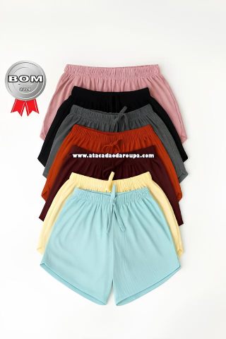 Short Malha Canelada Plus Size