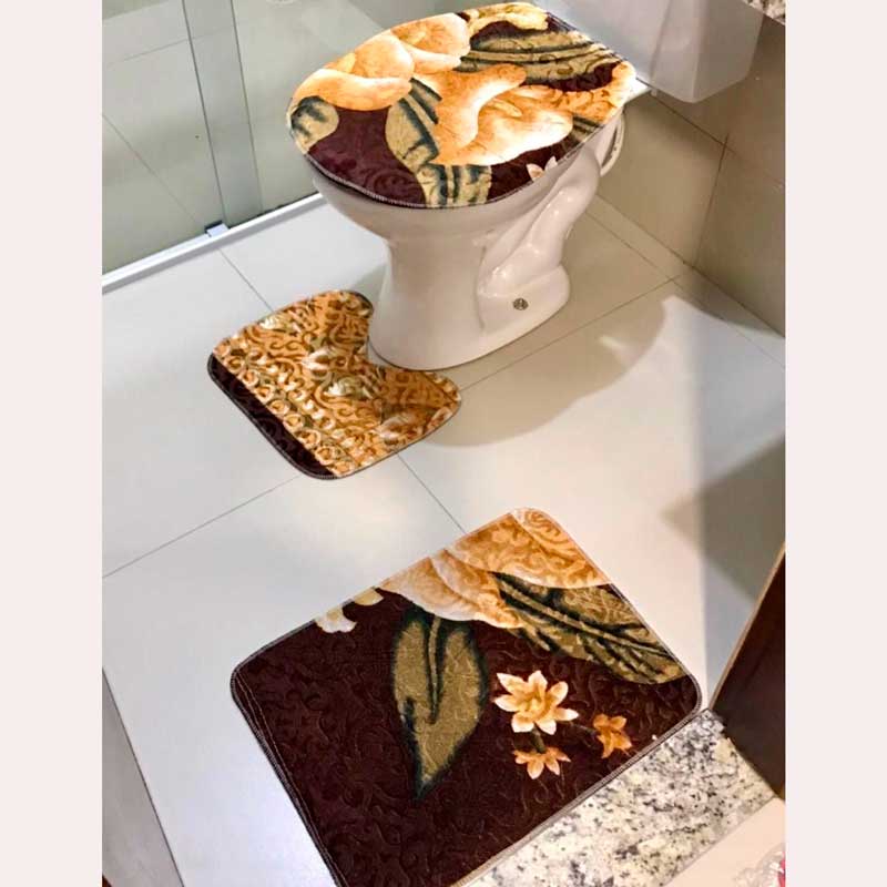 Kit Banheiro 3 Peças estampado várias cores 