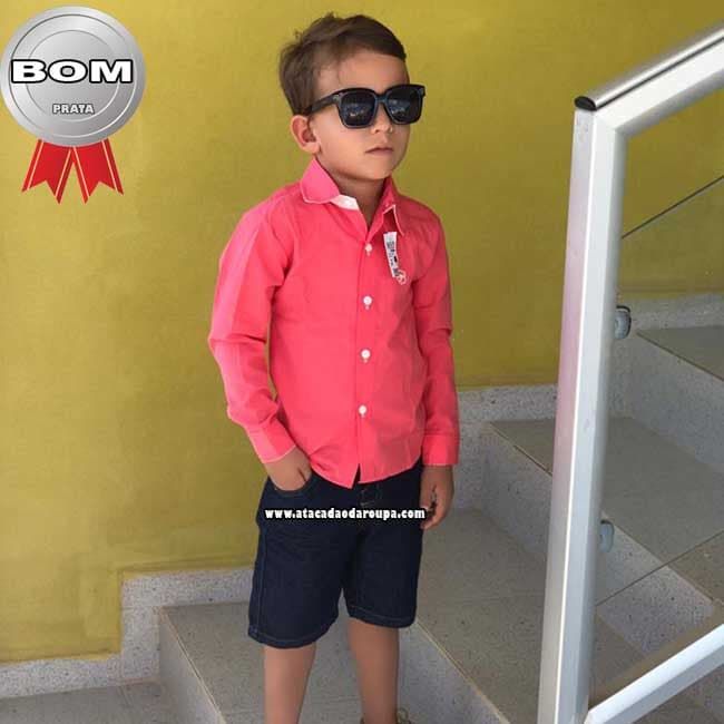 Camisa Social Infantil Manga Longa