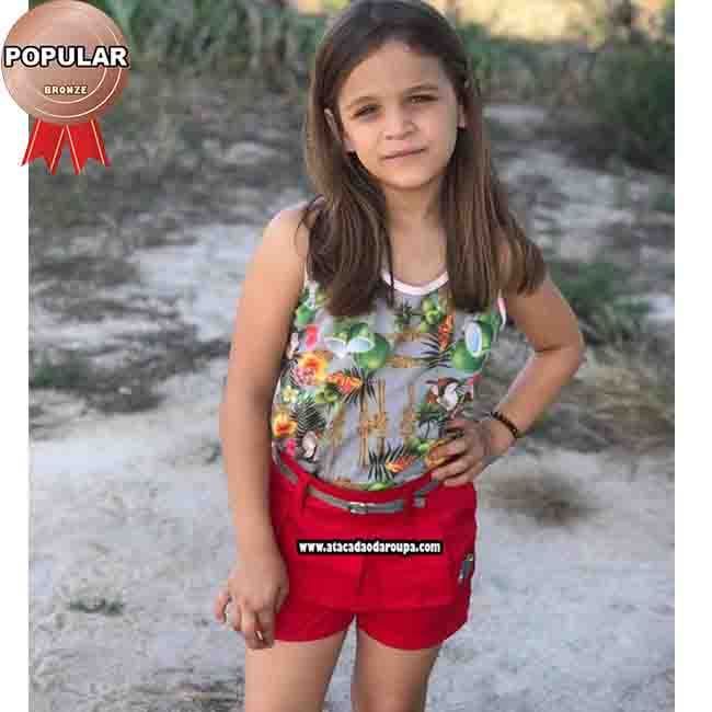 Shortinhos Brim Colorido Infantil 4 a 6 Anos