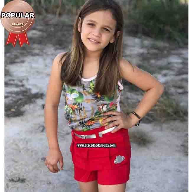 Shortinhos Brim Colorido Infantil 4 a 6 Anos