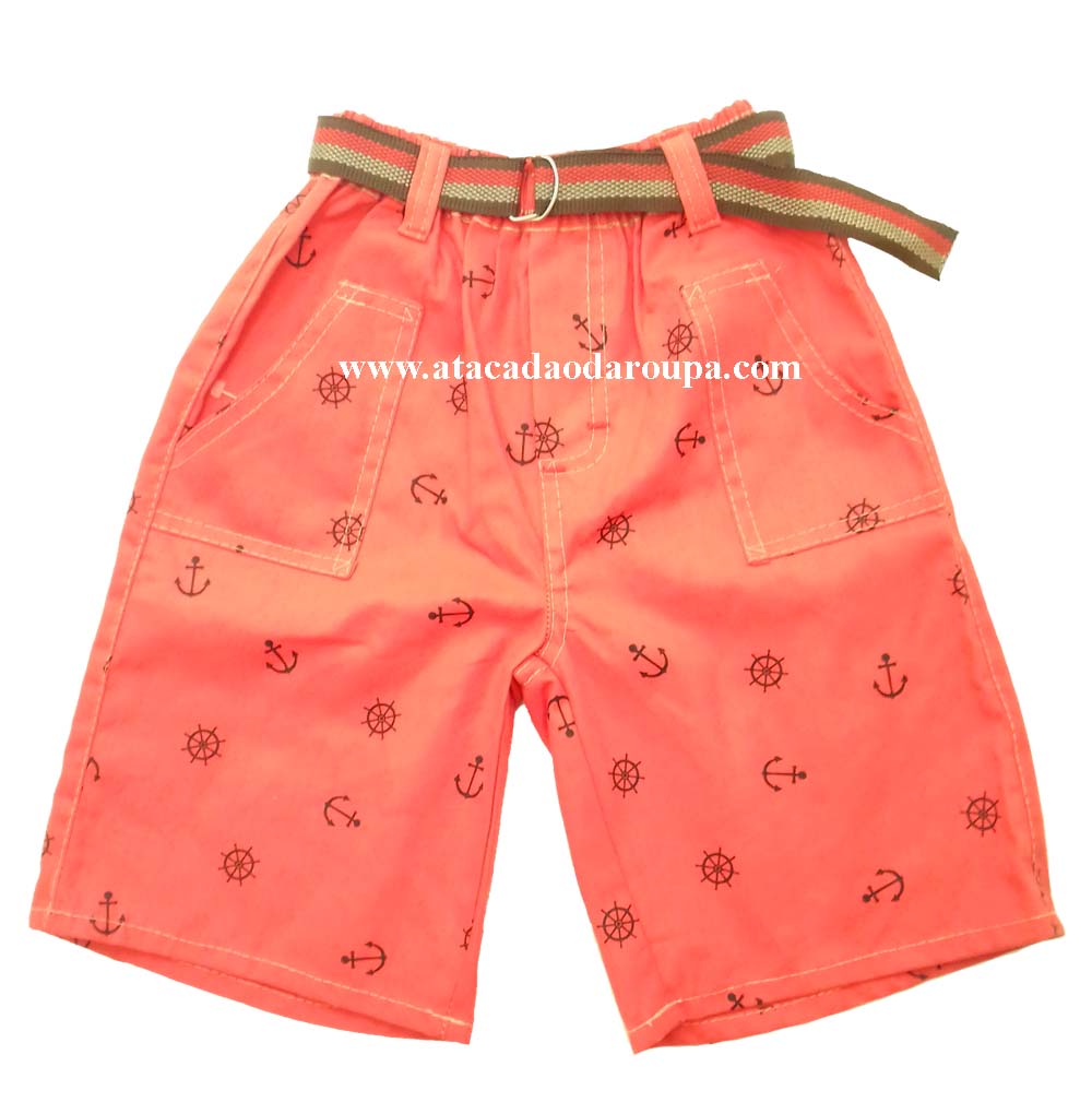Bermuda Brim Infantil Colorida Estampada 3 a 5 Anos
