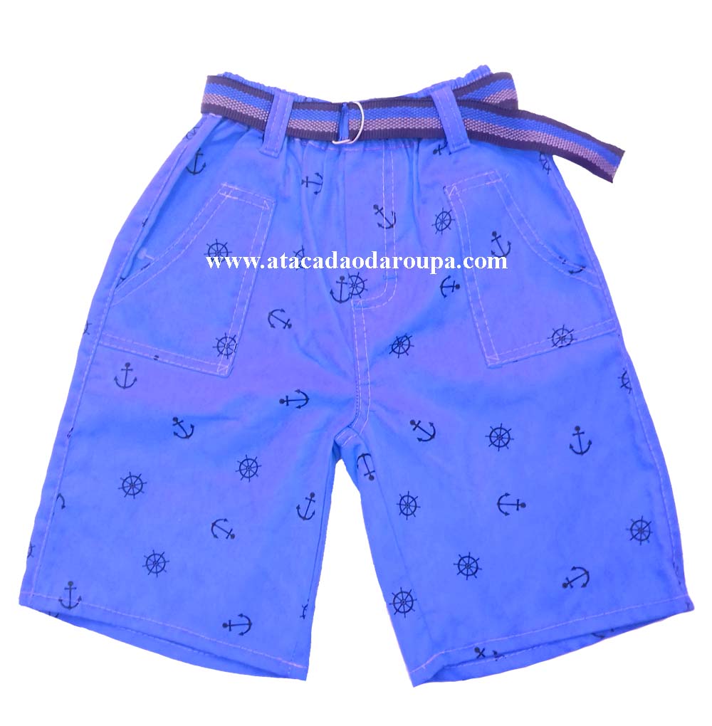 Bermuda Brim Infantil Colorida Estampada 3 a 5 Anos