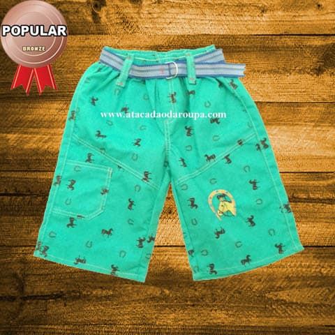 Bermuda Brim Infantil Colorida Estampada 3 a 5 Anos