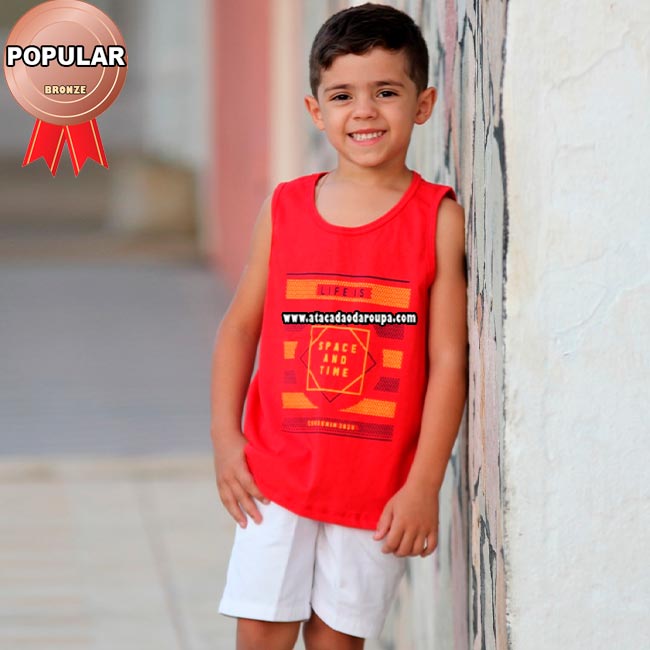 Regata Infantil Algodão Fio 30 1 a 8 Anos