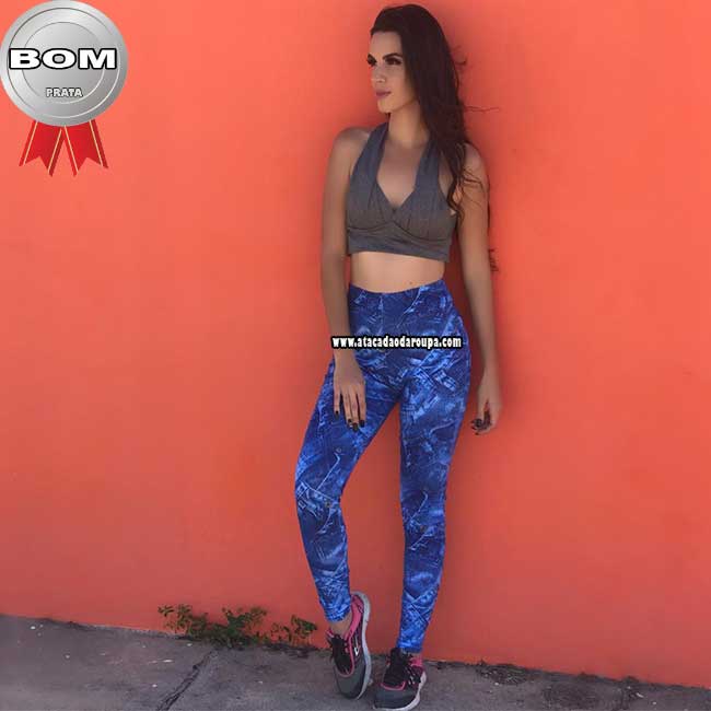 Calça Legging Cotton Estampa Jeans G