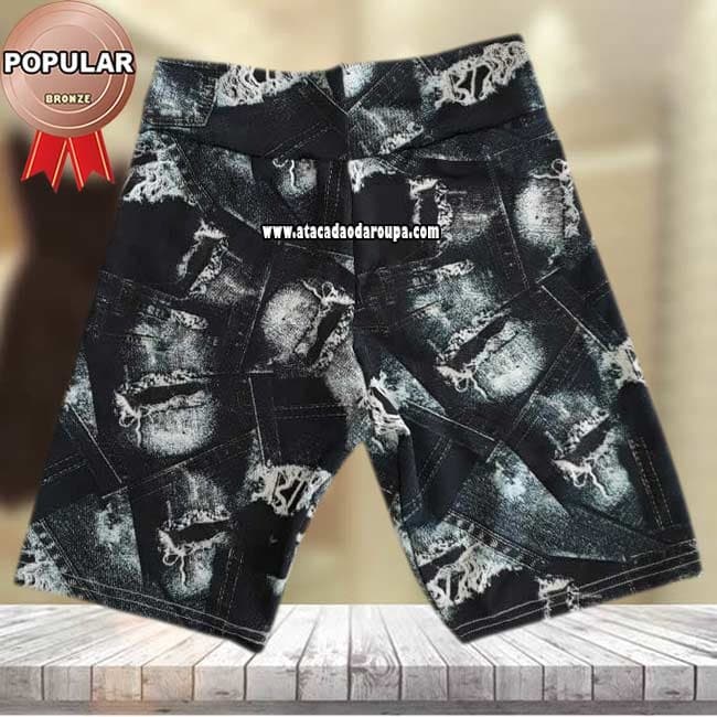 Bermuda Suplex Sublimado Estampa Jeans