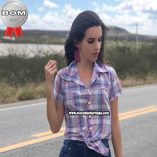 Blusa Xadrez Feminina 3/4