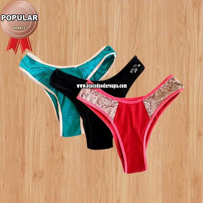 Calçinha Juvenil Cotton com Renda