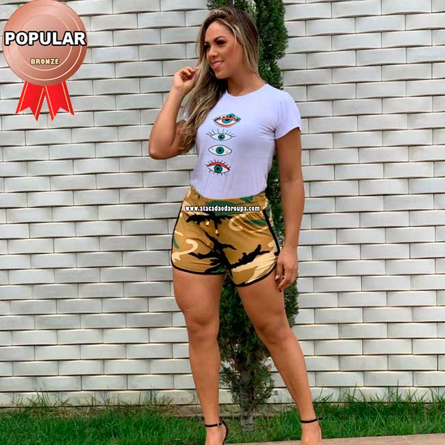 Short Curto Fio Torcido Estampado