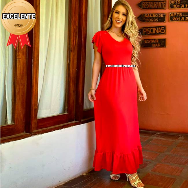 Vestido Longo Malha de Crepe M