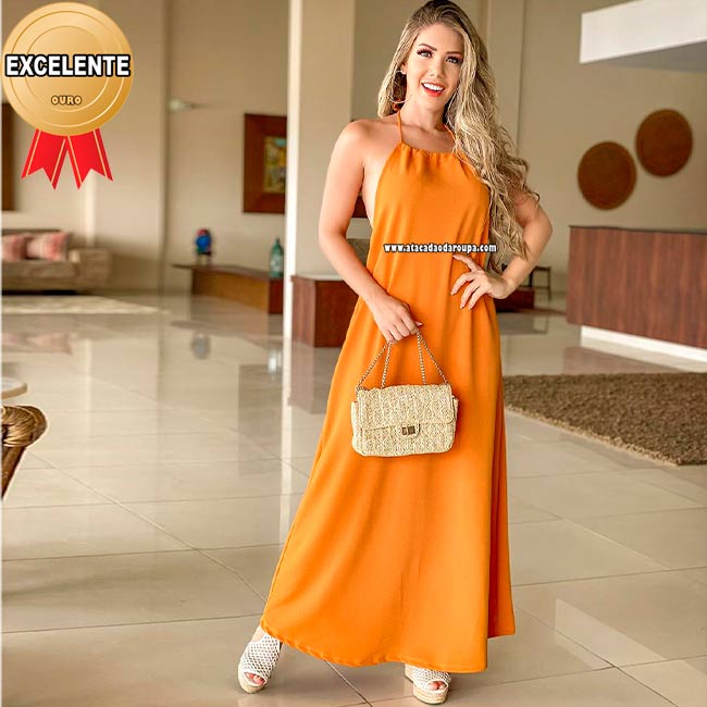 Vestido Longo Malha de Crepe M