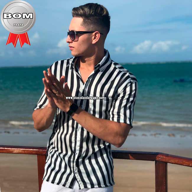 Camisa Social Listrada Masculina