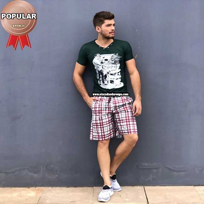 Bermuda Xadrez Cós Elastico Adulto