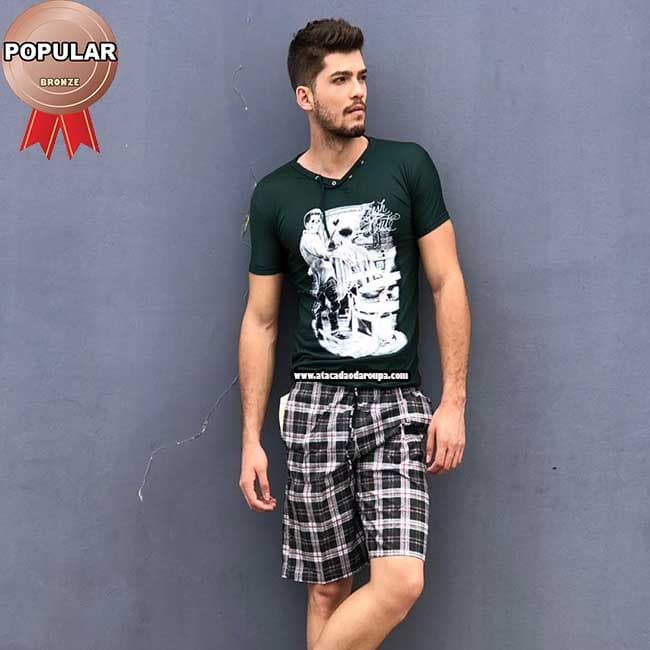 Bermuda Xadrez Cós Elastico Adulto