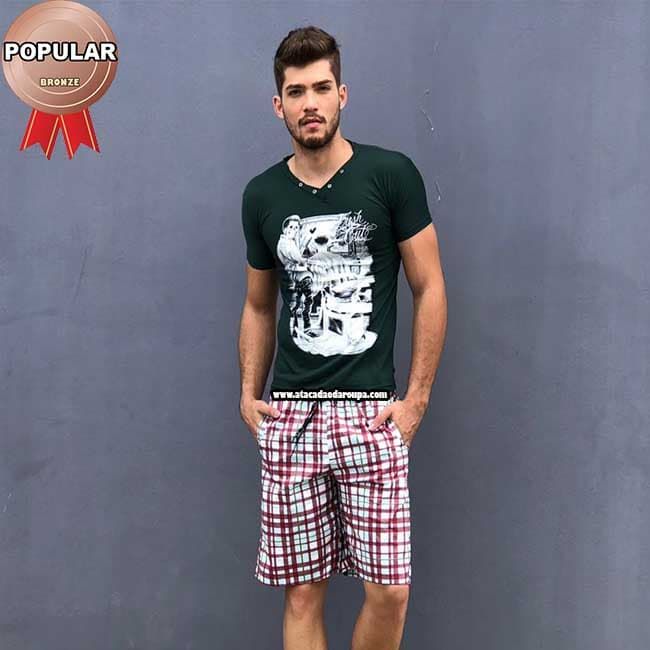 Bermuda Xadrez Cós Elastico Adulto