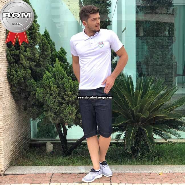 Bermuda Jeans Tradicional com Barra