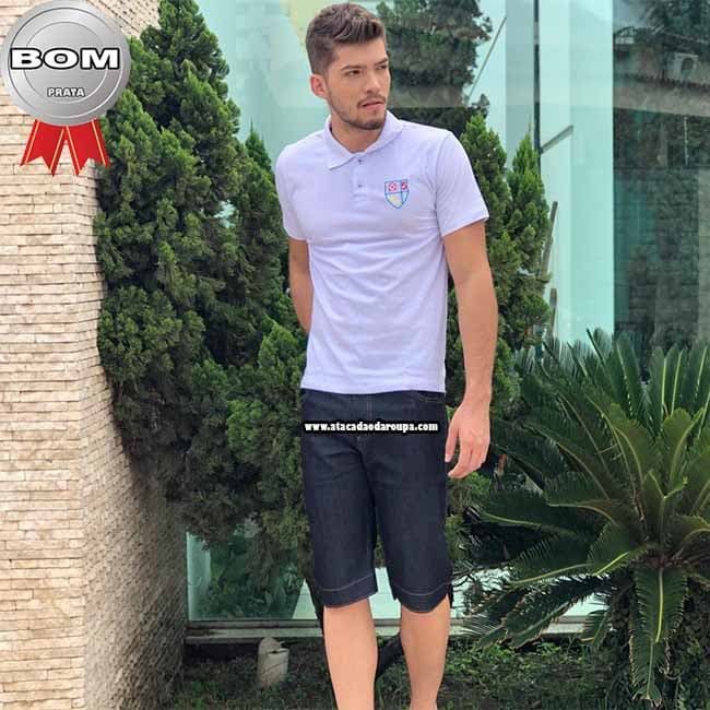 Bermuda Jeans Tradicional com Barra