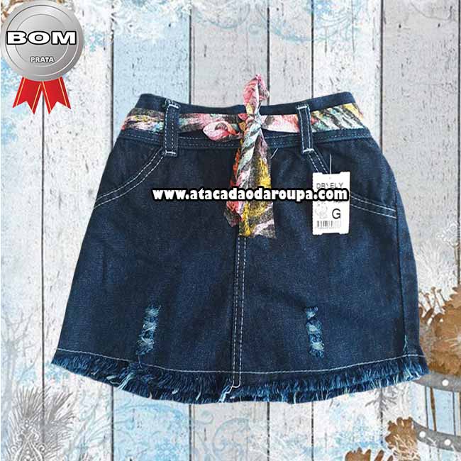 Saia Jeans Infantil com Cinto 2 a 6 Anos