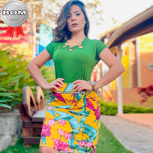 Saias Estampadas Malha Canelada G