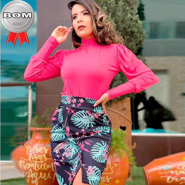 Saias Estampadas Malha Canelada G