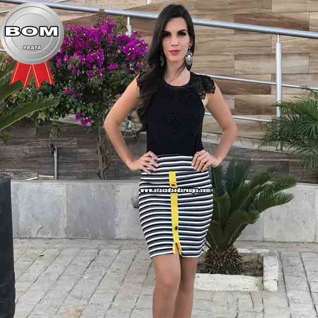 Saia Listrada com Botão M/G