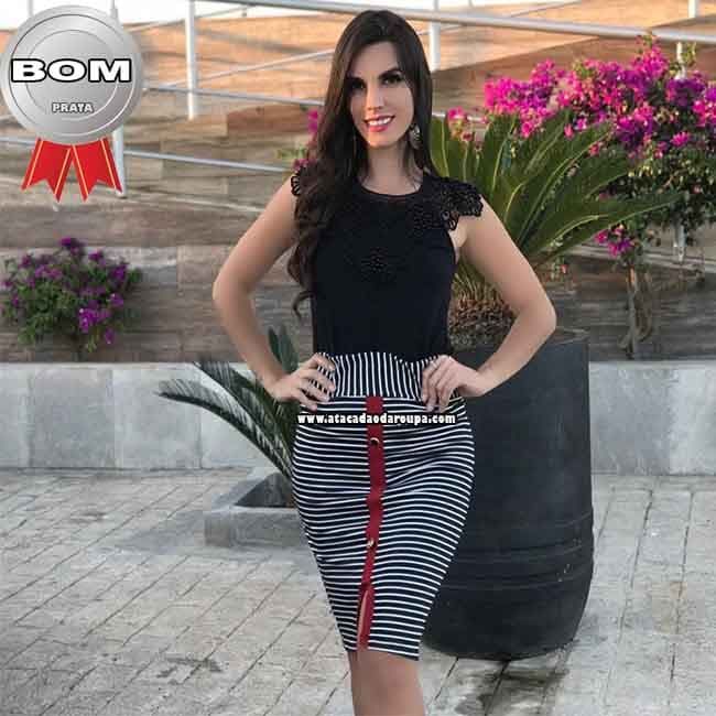 Saia Listrada com Botão M/G