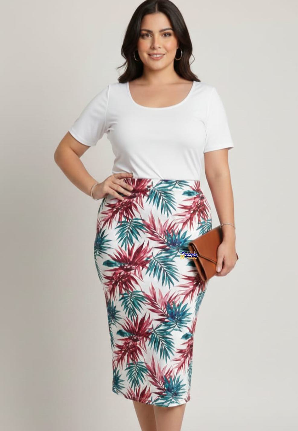 Saia Midi Feminina Estampada