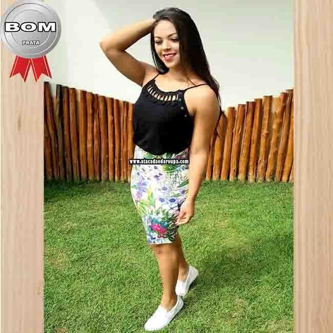 Saia em Crepe Estampada