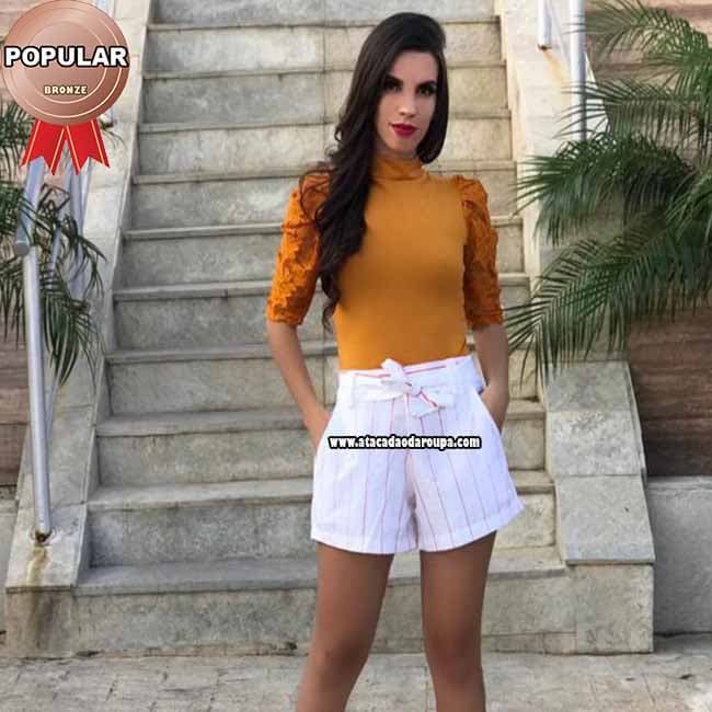 Short Em Tricoline com Bolso M/G