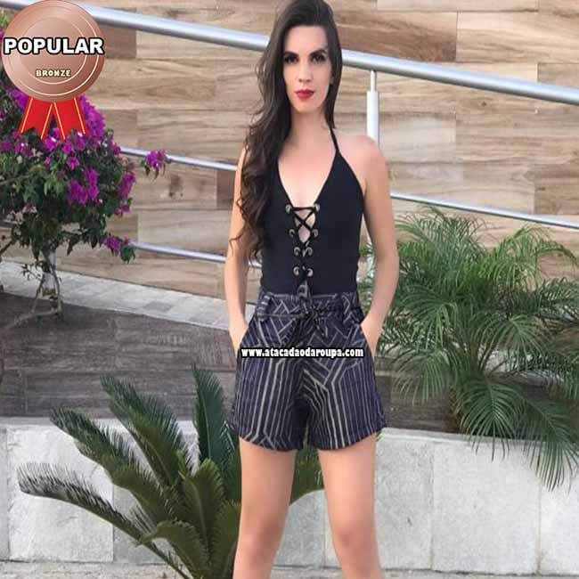 Short Em Tricoline com Bolso M/G