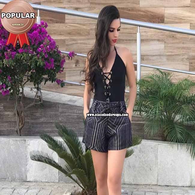 Short Em Tricoline com Bolso M/G